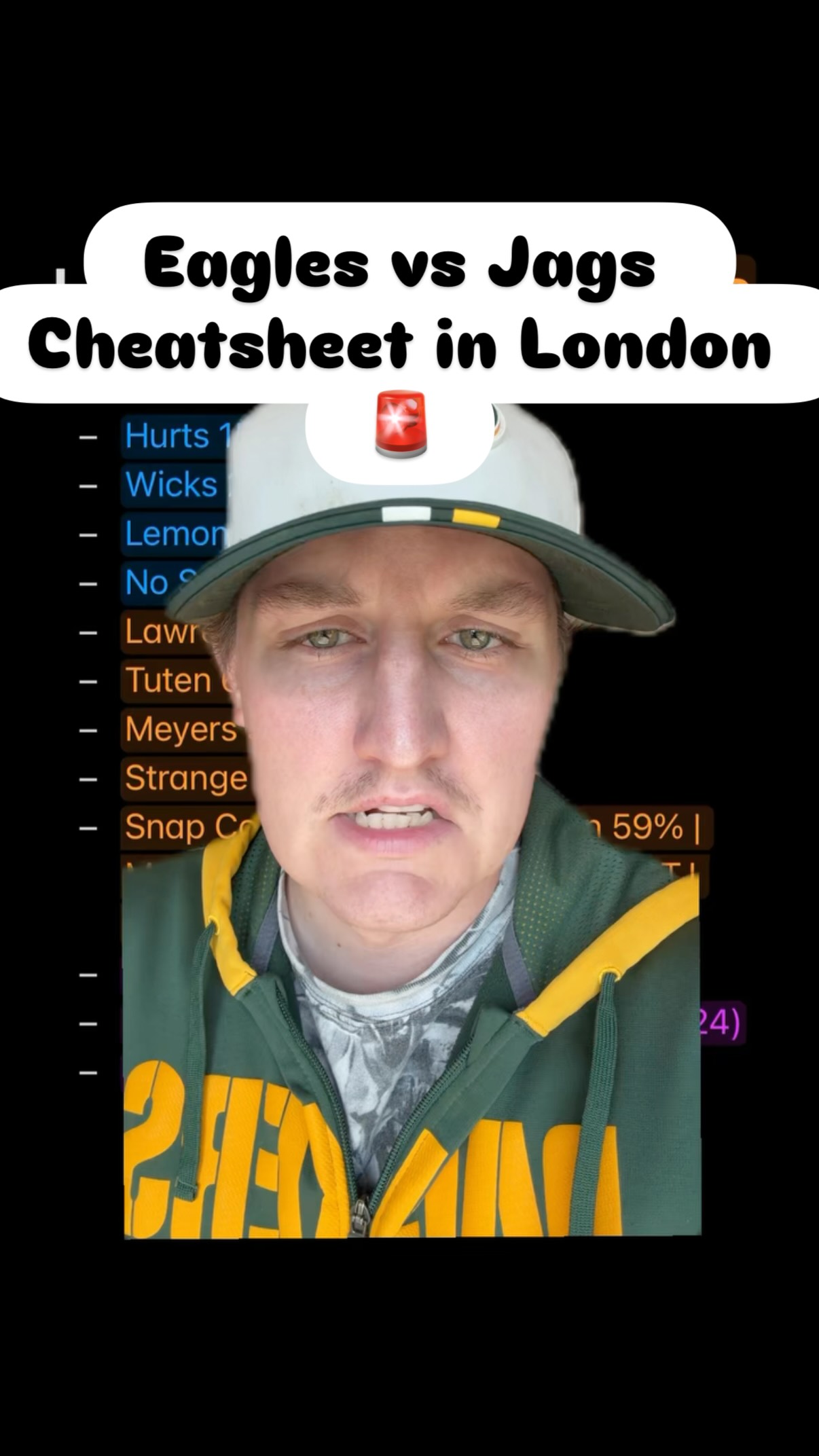 Eagles vs Jags Cheatsheet in London...