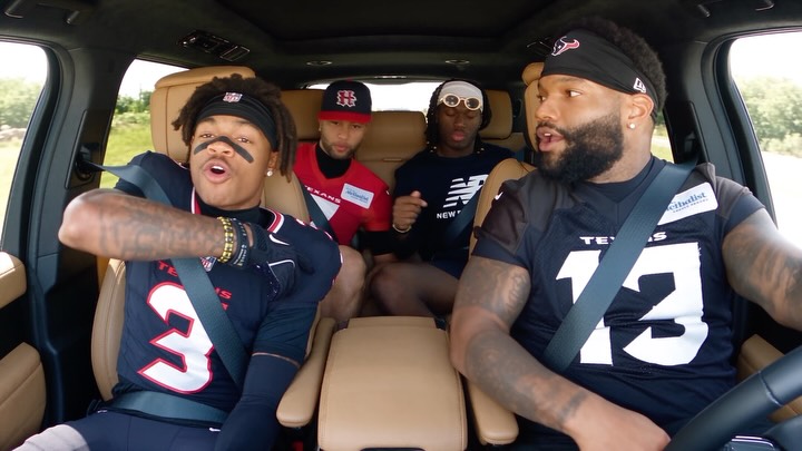 Houston Texans players in a car on MILLIONS Houston Texans players in a car