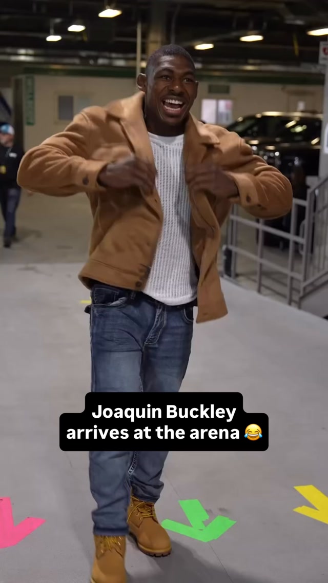 Joaquin Buckley arrives at the aren...