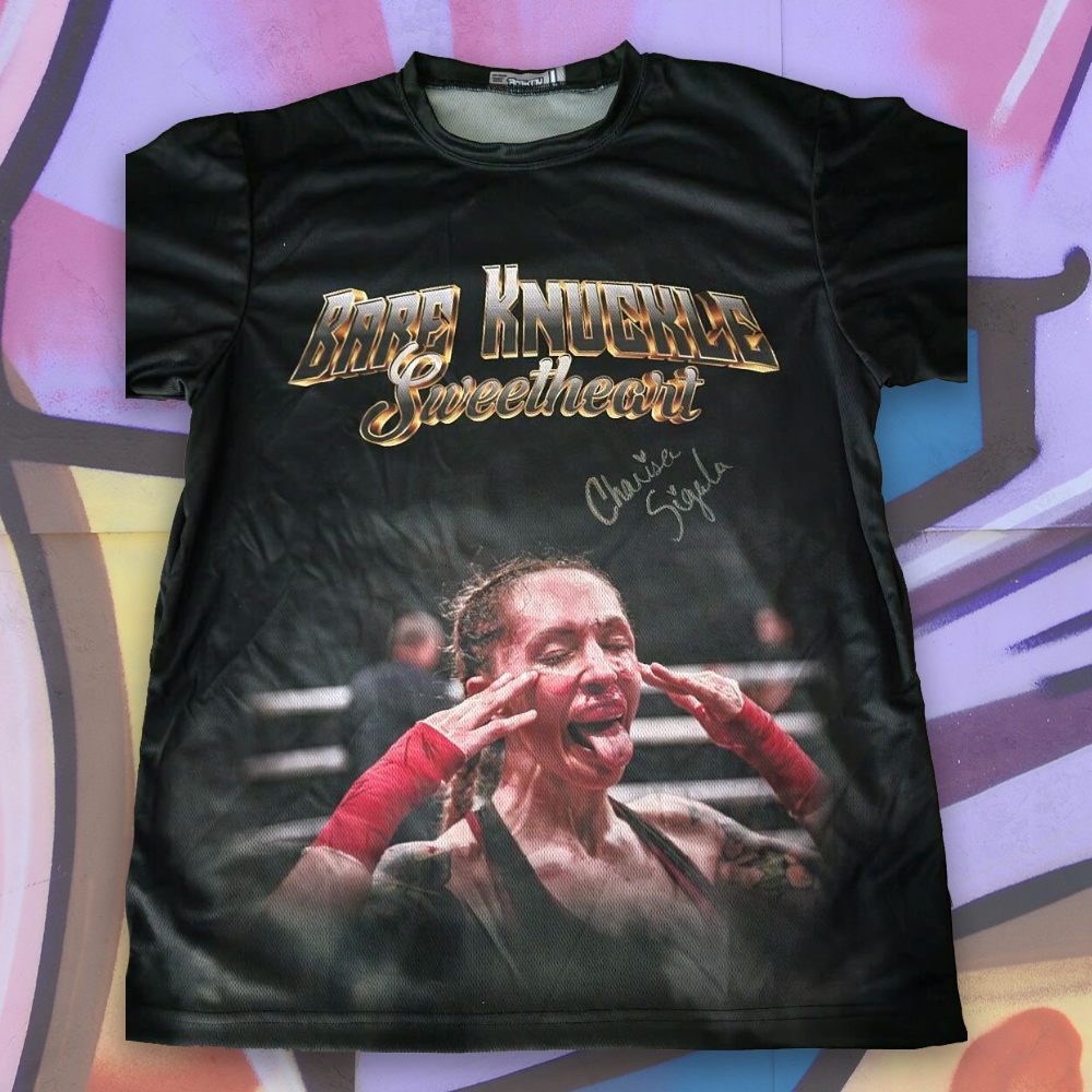 Limited Edition Charisa "Sweetheart Sigala" Signed Worn Fight Shirt on MILLIONS Limited Edition Charisa "Sweetheart Sigala" Signed Worn Fight Shirt