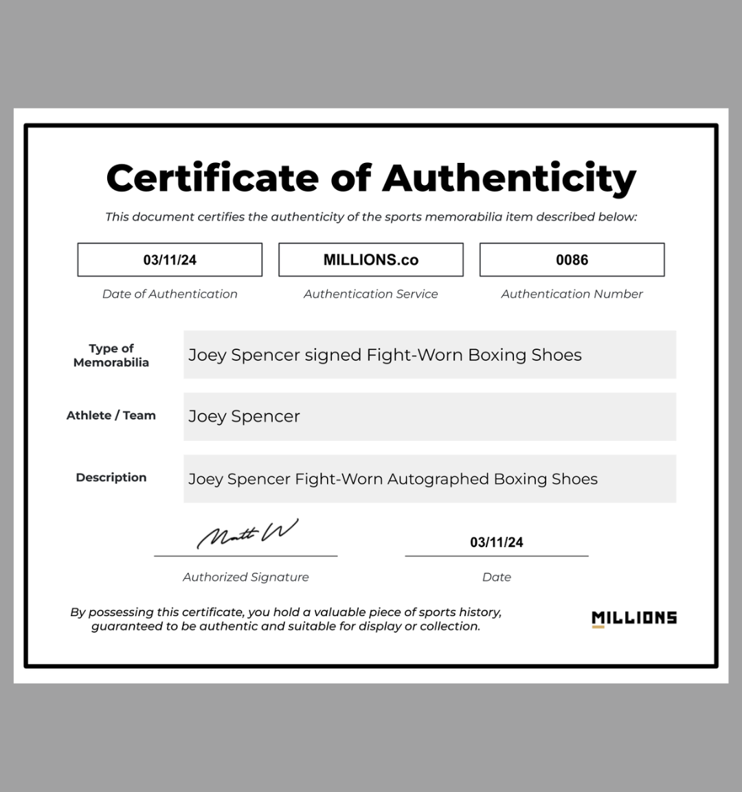 Joey Spencer Fight-Worn Autographed Boxing Shoes