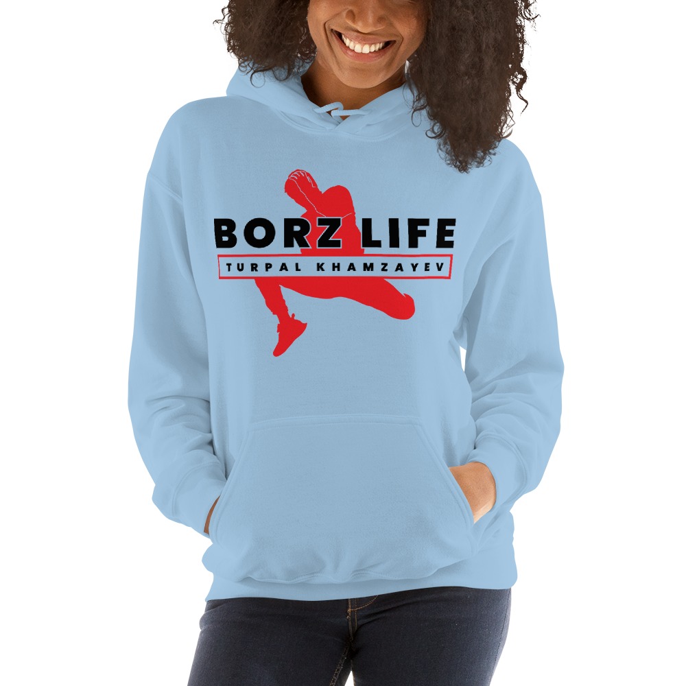 BORZLIFE by Turpal Khamzayev Hoodie, Red Logo