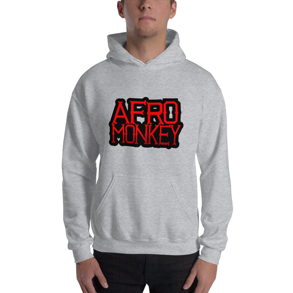 Afro Monkey by Andre Ewell, Hoodie, Red Logo