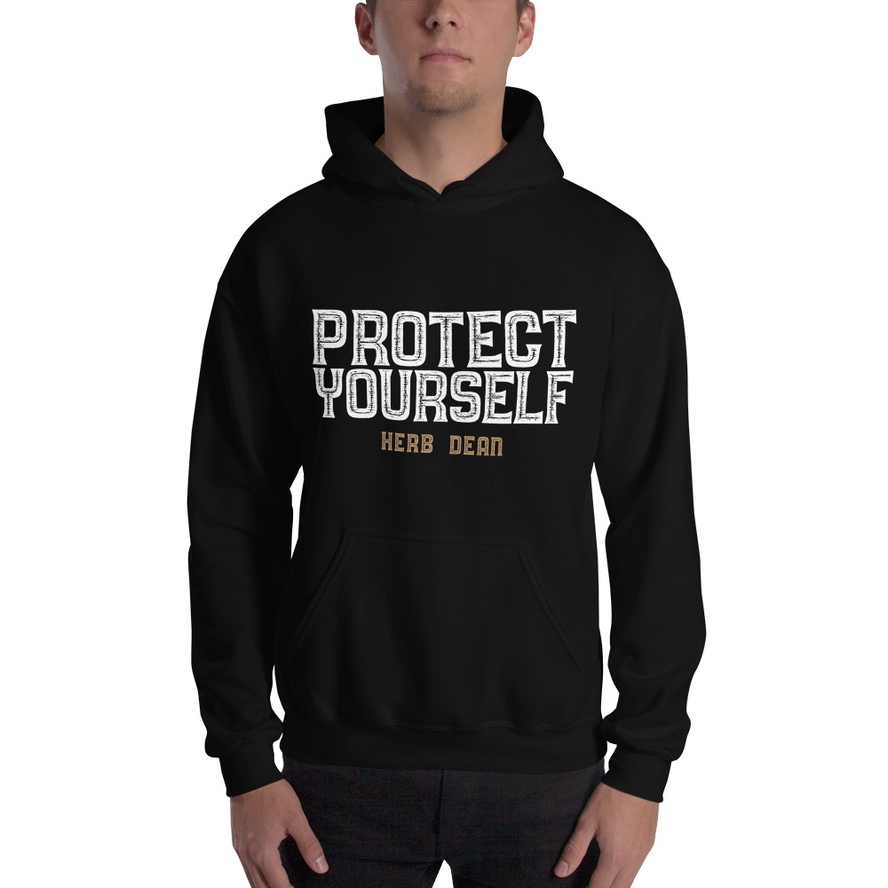Male Protect Yourself by Herb Dean, Men's Hoodie, Light Logo MILLIONS