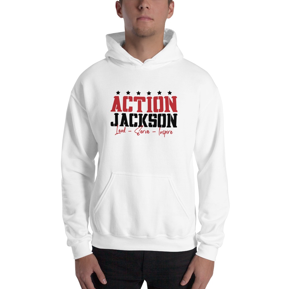 Lead-Serve-Inspire ACTION by Patrick Jackson Hoodie, Black Logo