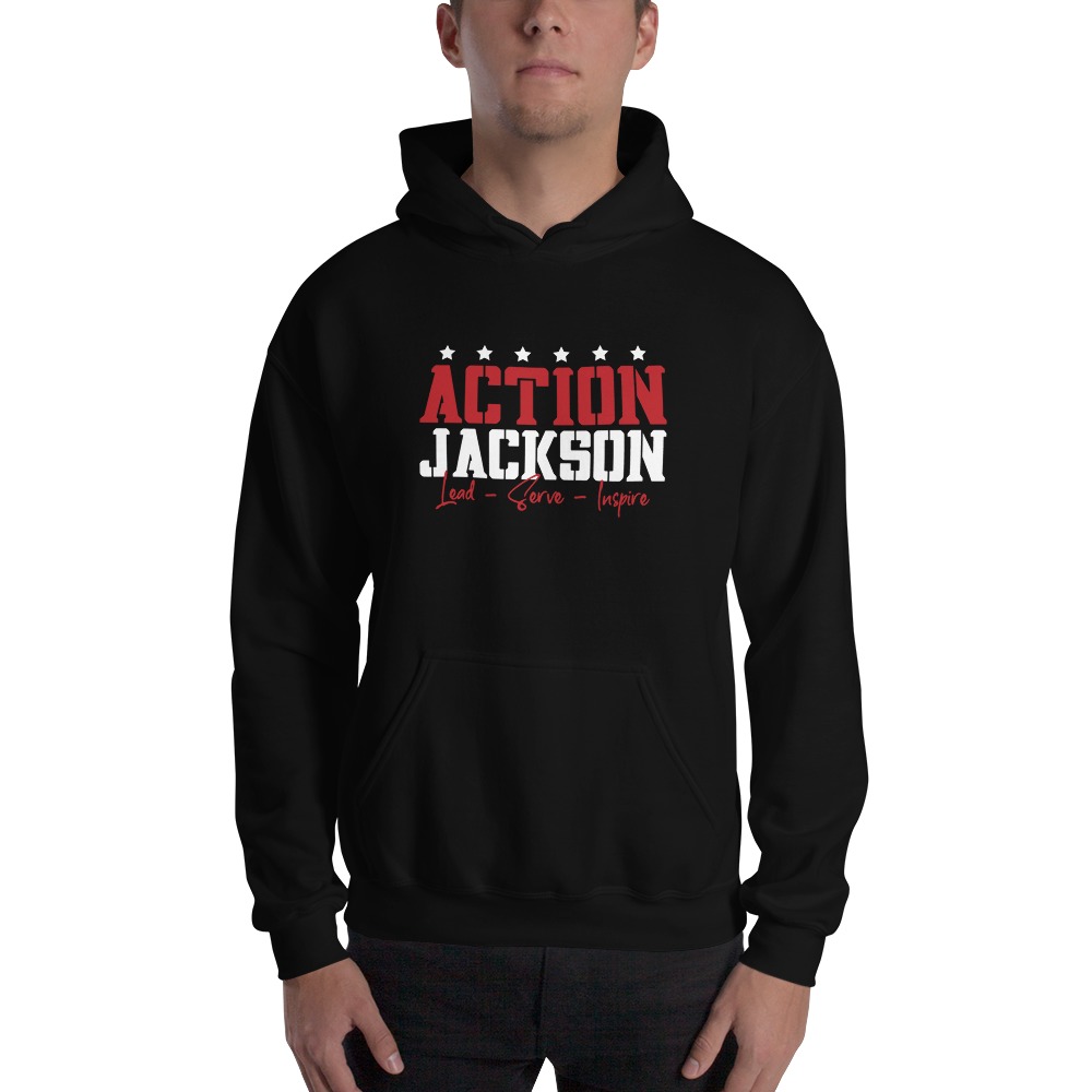 Lead-Serve-Inspire ACTION by Patrick Jackson Hoodie, White Logo