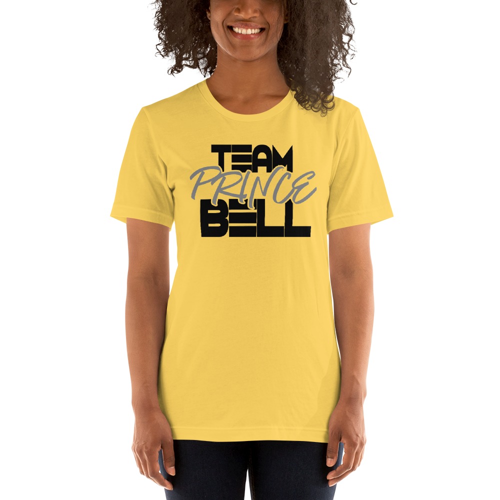 "Team Prince Bell" by Albert Bell T-Shirt, Black and Grey Logo on MILLIONS "Team Prince Bell" by Albert Bell T-Shirt, Black and Grey Logo