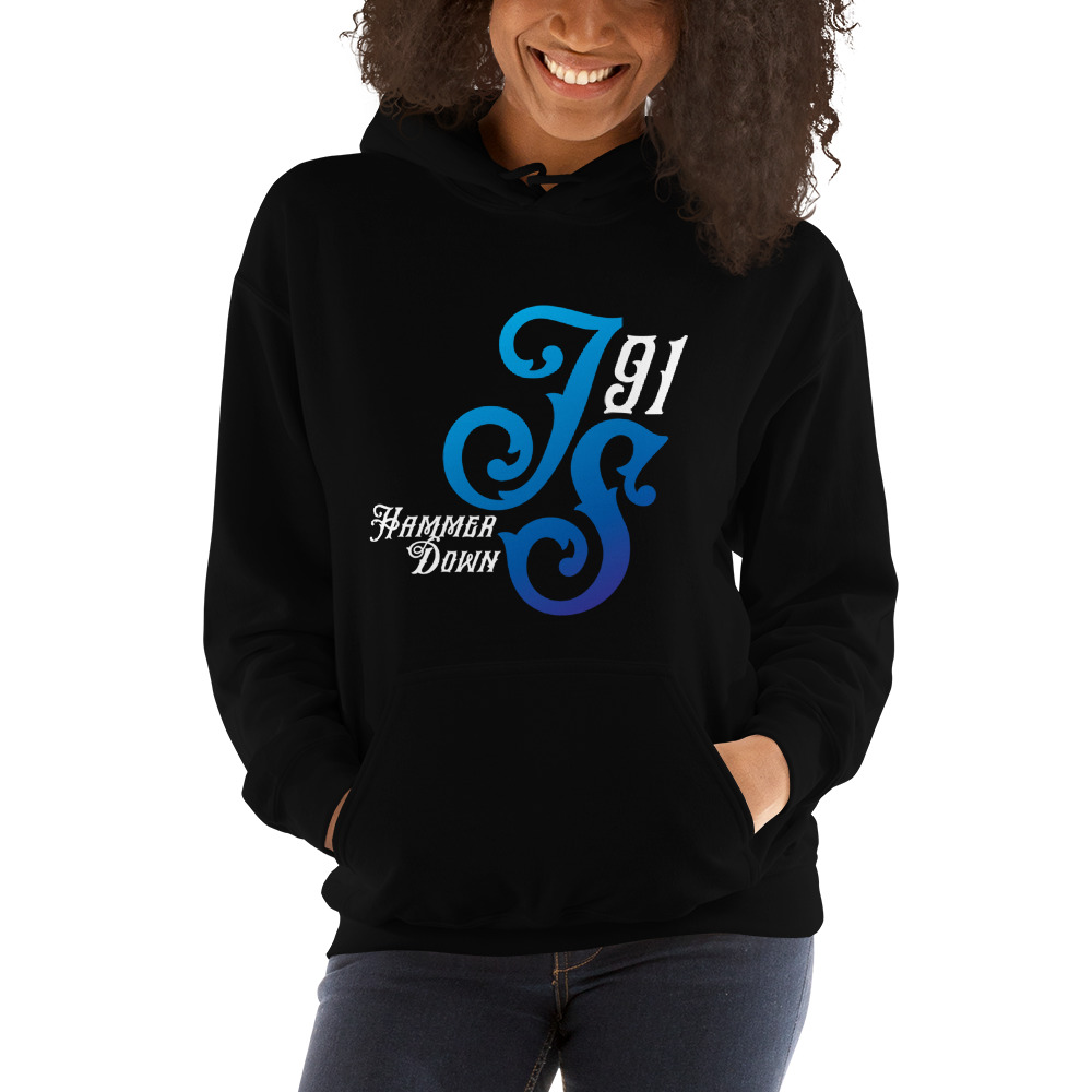 JS Hammer Down Hoodie, White Logo