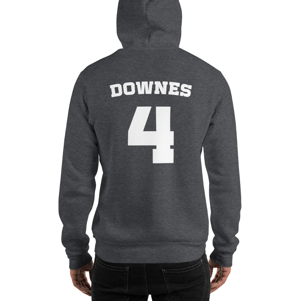 Downes 4 by Isaiah "Zay" Downes Hoodie, White Logo