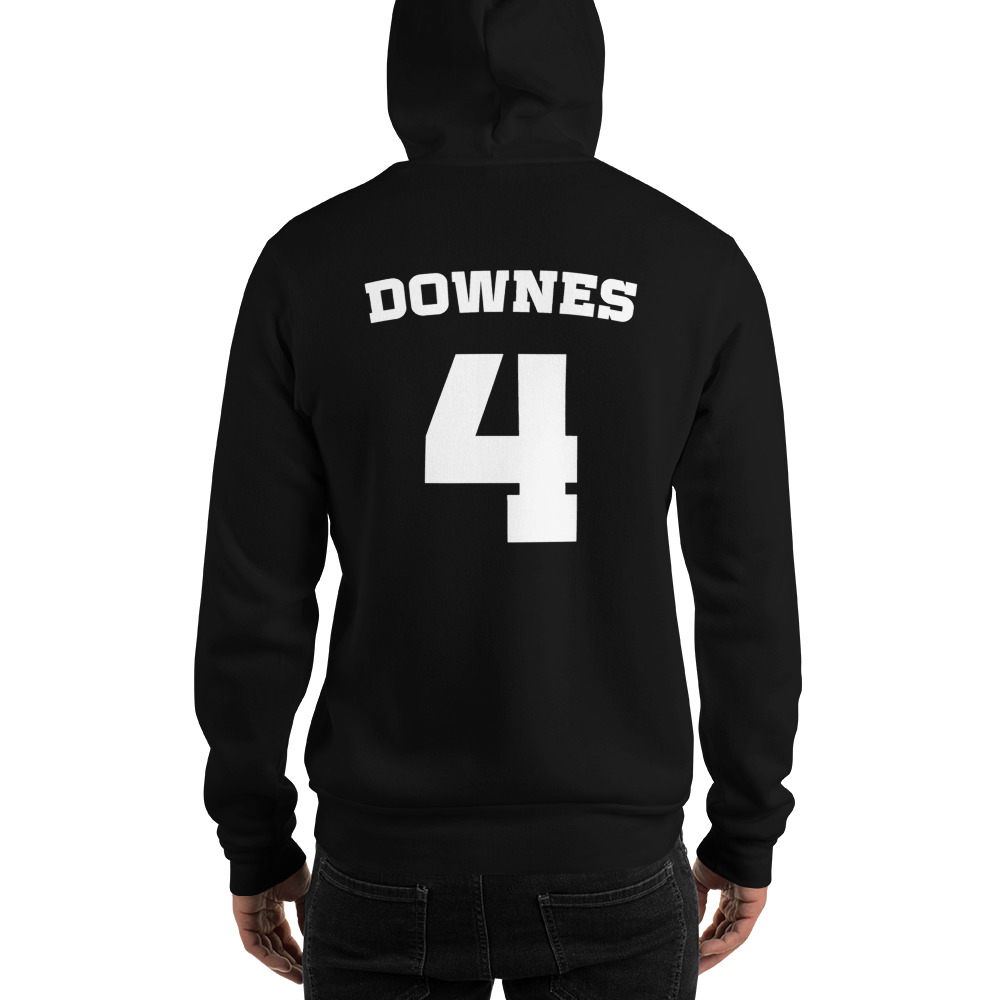 Downes 4 by Isaiah "Zay" Downes Hoodie, White Logo