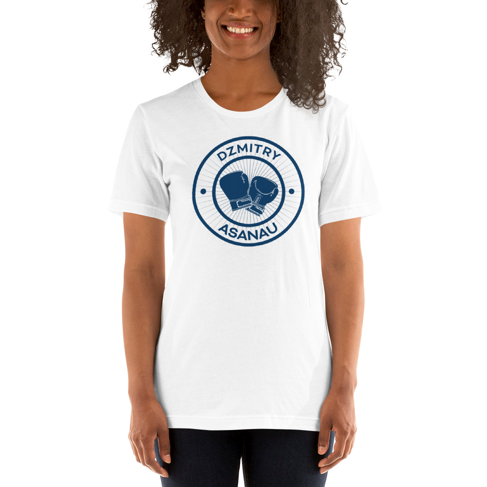 Boxing Gloves by Dzmitry Asanau T-Shirt,Blue Logo