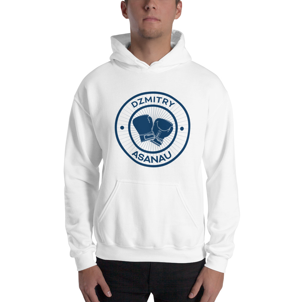 Boxing Gloves by Dzmitry Asanau Hoodie,Blue Logo