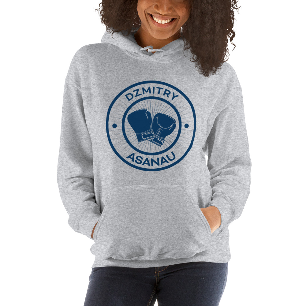 Boxing Gloves by Dzmitry Asanau Hoodie,Blue Logo