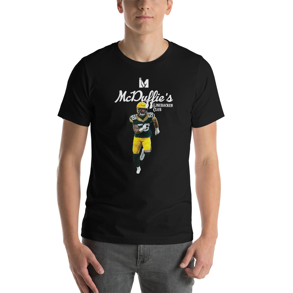 Linebacker Club by Isaiah McDuffie T-Shirt, White Logo