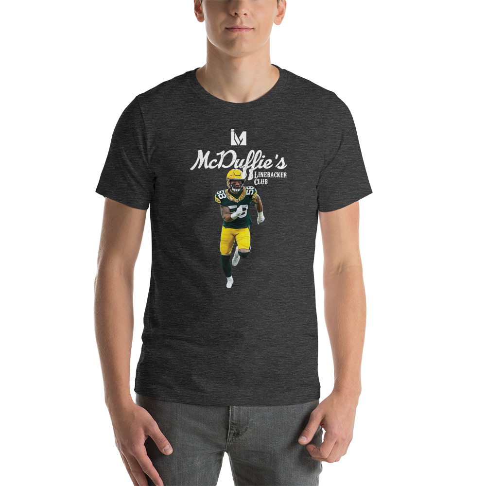Linebacker Club by Isaiah McDuffie T-Shirt, White Logo