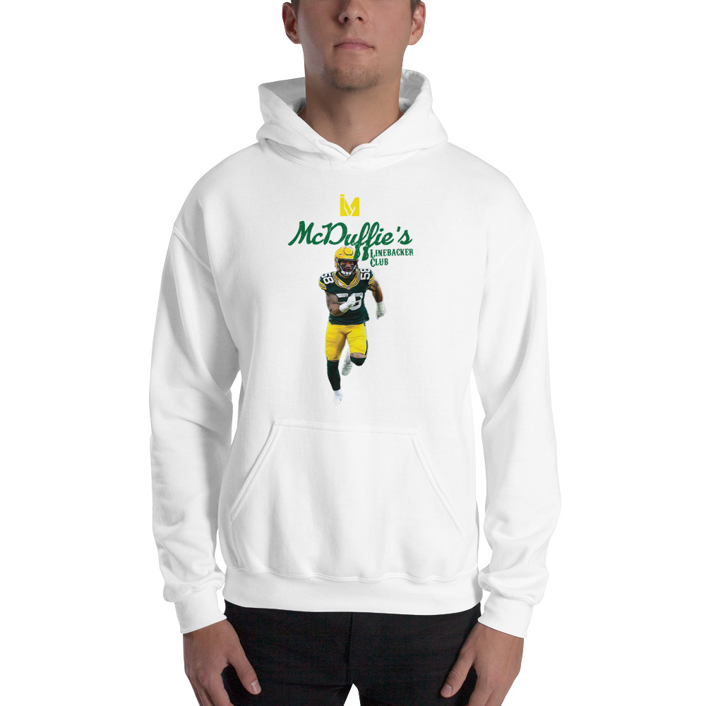 Linebacker Club by Isaiah McDuffie Hoodie, Green Logo