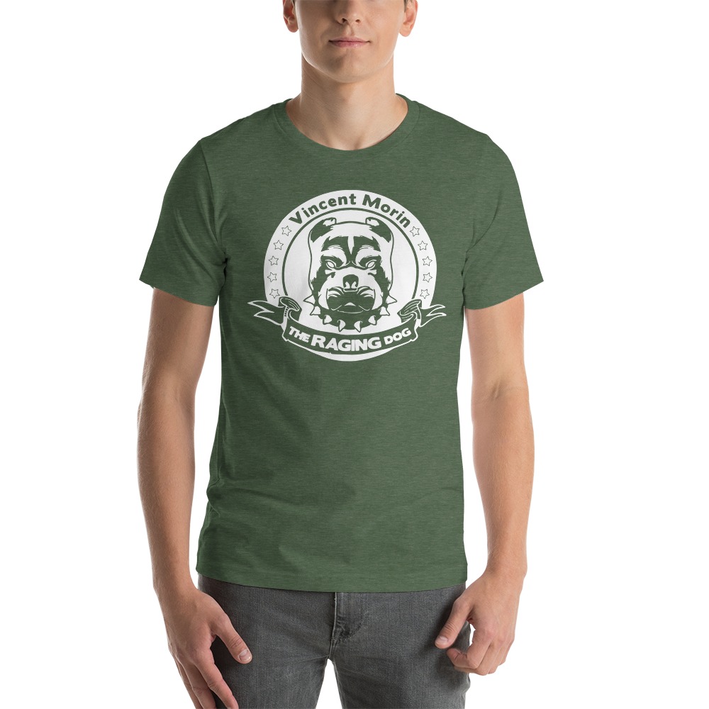 "Raging Dog" By Vincent Morin T-shirt, All White Logo