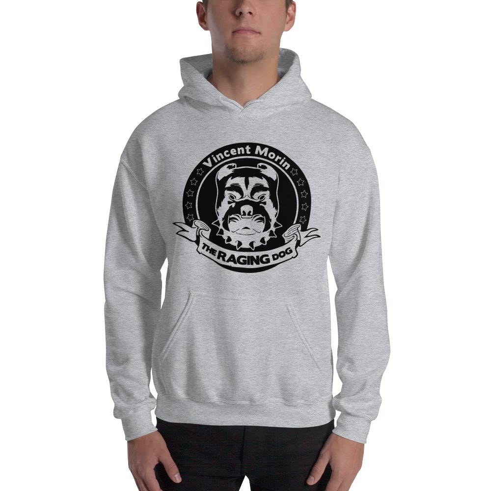 "Raging Dog" By Vincent Morin Hoodie, All Black Logo