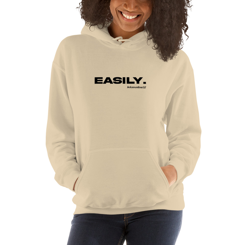 "Easily" Beknowntone by Anthony Mathis Unisex Hoodie, Black Logo