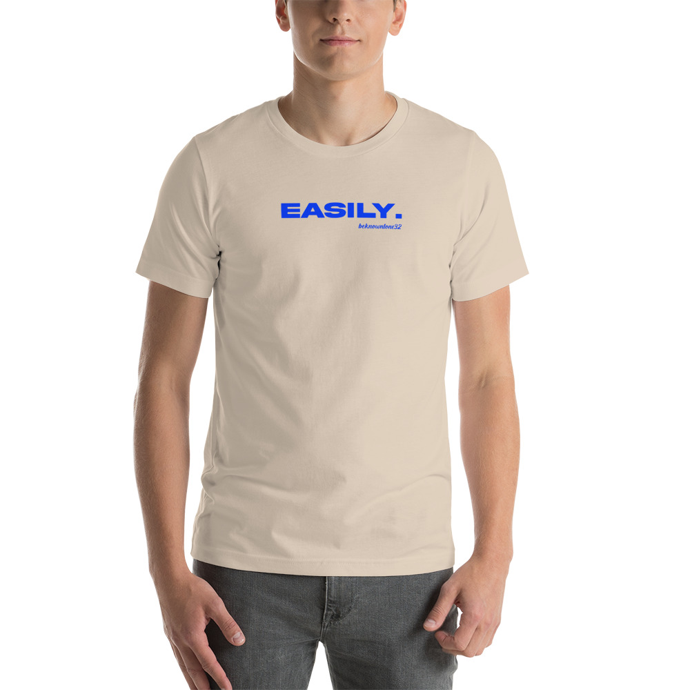 "Easily" Beknowntone by Anthony Mathis Unisex T-Shirt, Blue Logo