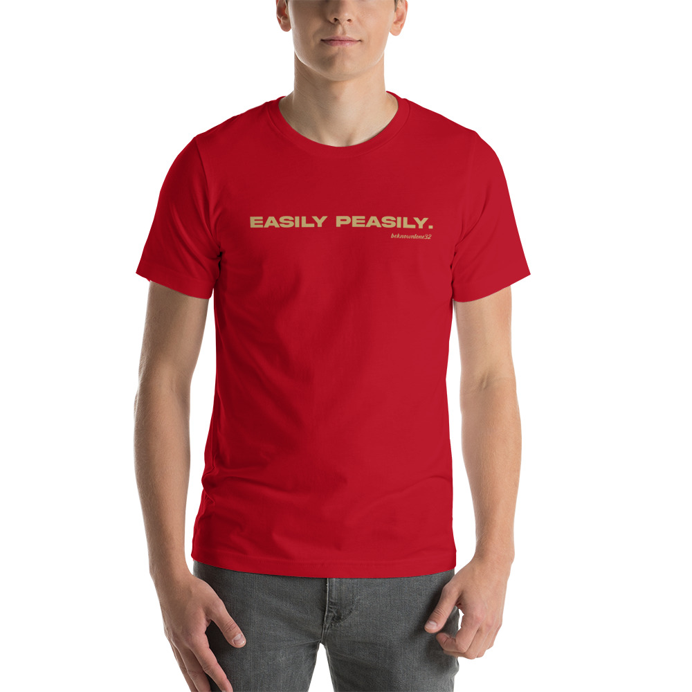 "Easily Peasily" Beknowntone by Anthony Mathis Unisex T-Shirt, Cream Logo