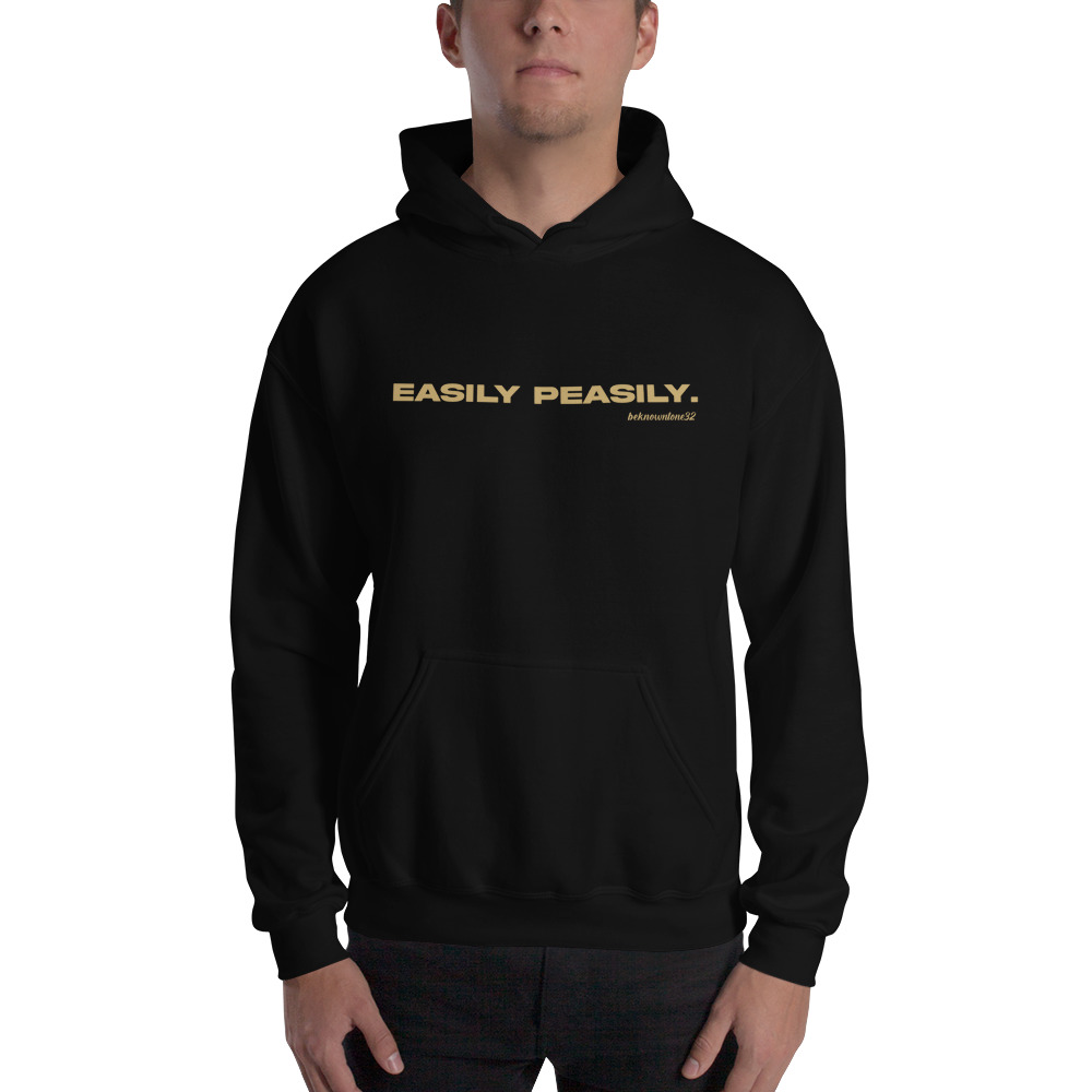 "Easily Peasily" Beknowntone by Anthony Mathis Unisex Hoodie, Cream Logo