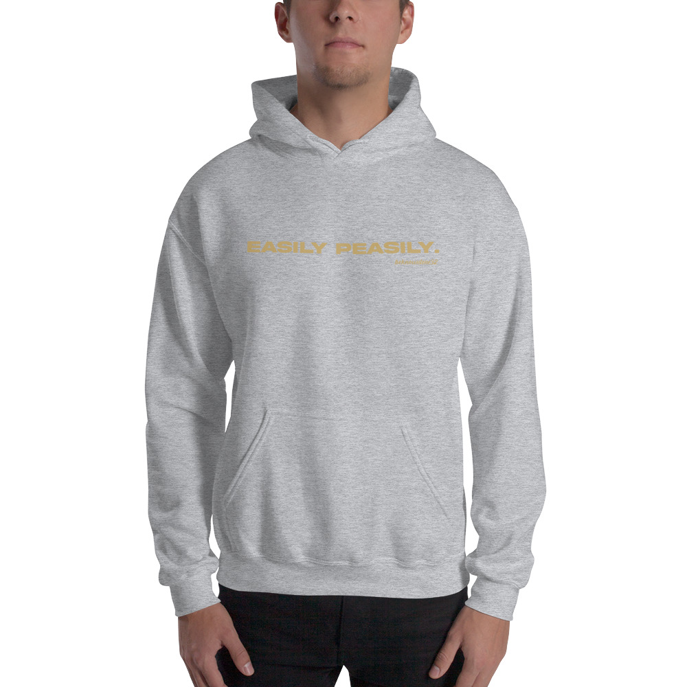 "Easily Peasily" Beknowntone by Anthony Mathis Unisex Hoodie, Cream Logo
