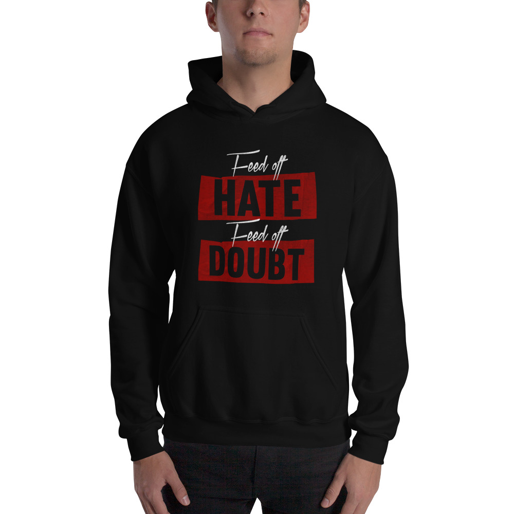 Thomas Reed "Feed off Hate, Feed off Doubt" - Hoodie, White Logo on MILLIONS Thomas Reed "Feed off Hate, Feed off Doubt" - Hoodie, White Logo