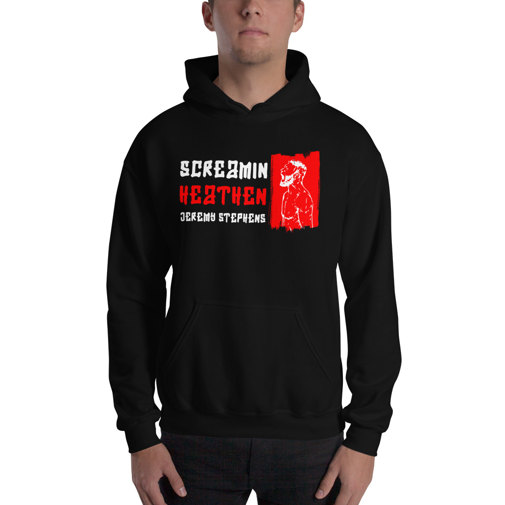 Screamin Heathen II by Jeremy Stephens Hoodie, White Logo on MILLIONS Screamin Heathen II by Jeremy Stephens Hoodie, White Logo