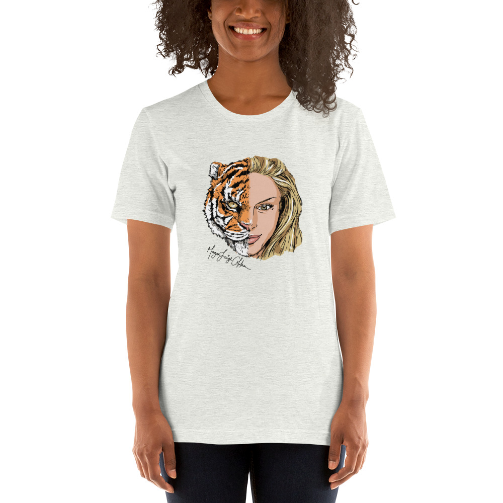 Half Tiger Half Face Morgan Leigh Oldham T-Shirt, Black Logo