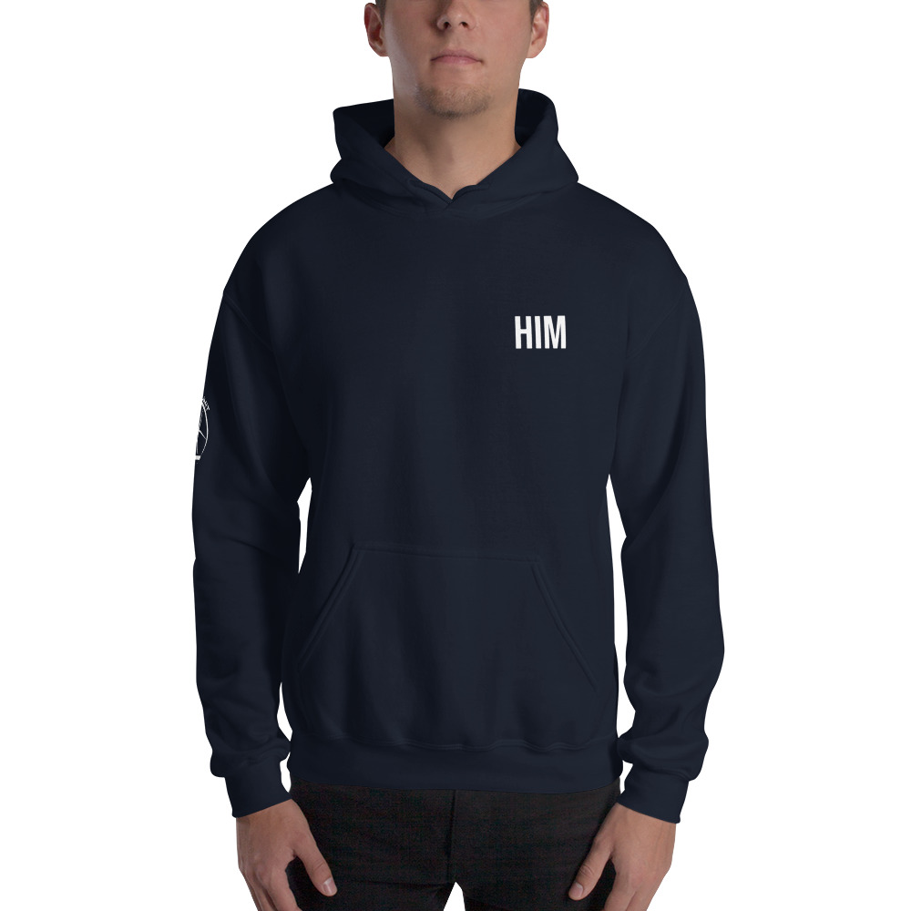HIM by Juju Alexander Men's Hoodie, White Logo