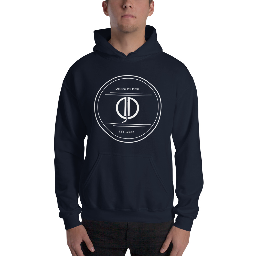 Denied by Desi, Hoodie (White Large Logo)