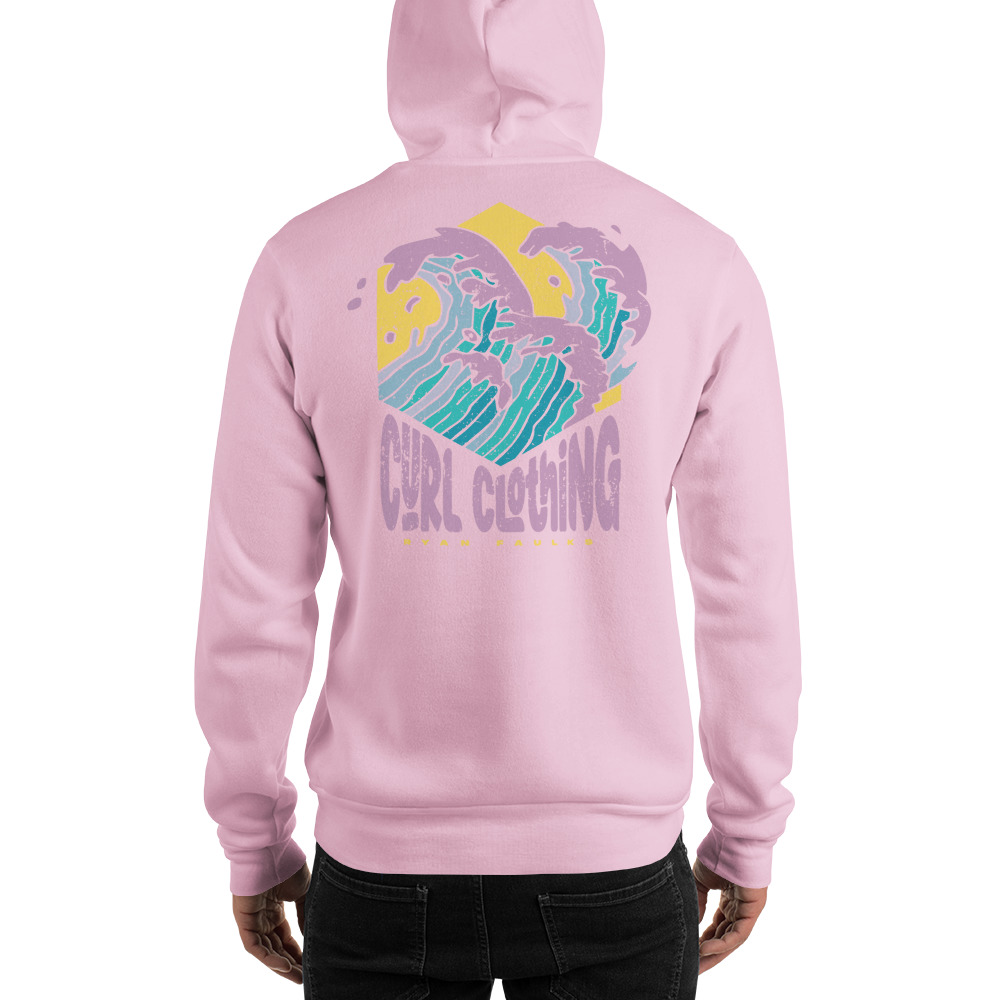 "Curl Clothing" by Ryan Faulks Hoodie, Dark Pink Logo