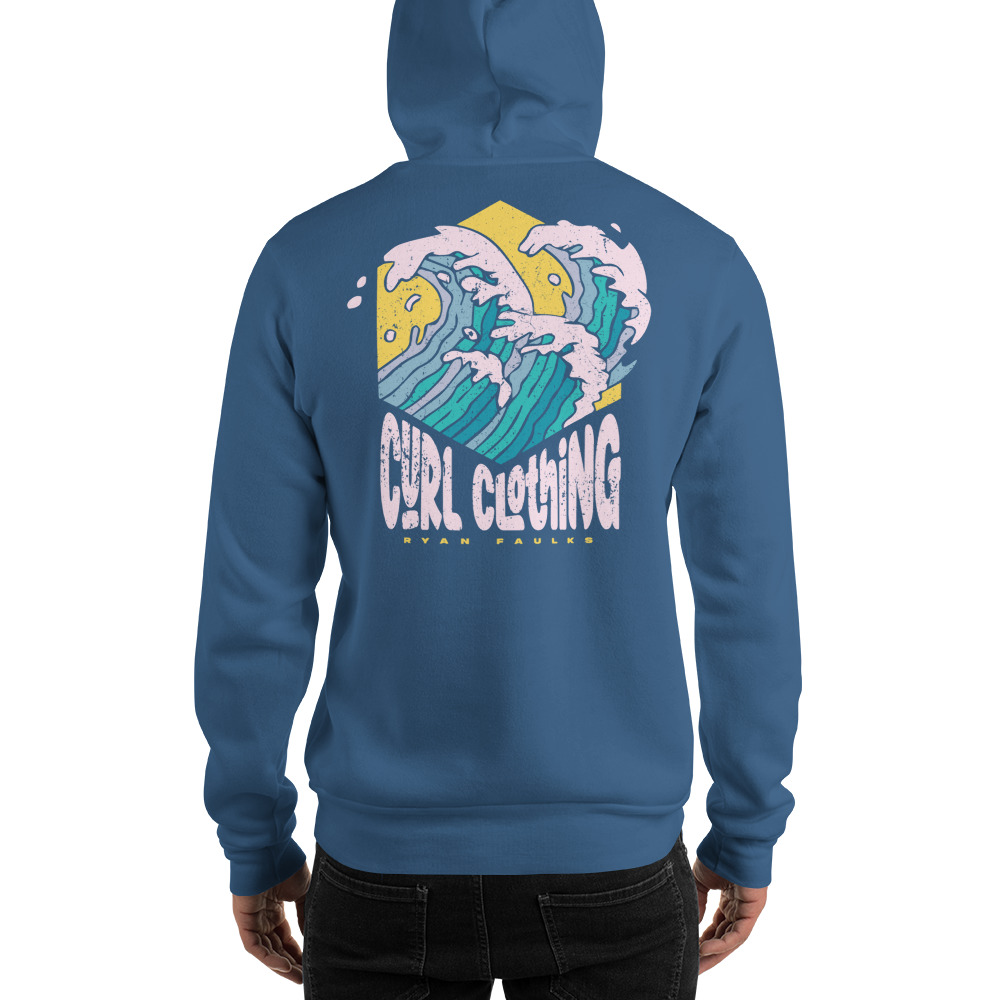 "Curl Clothing" by Ryan Faulks Hoodie, Light Pink Logo