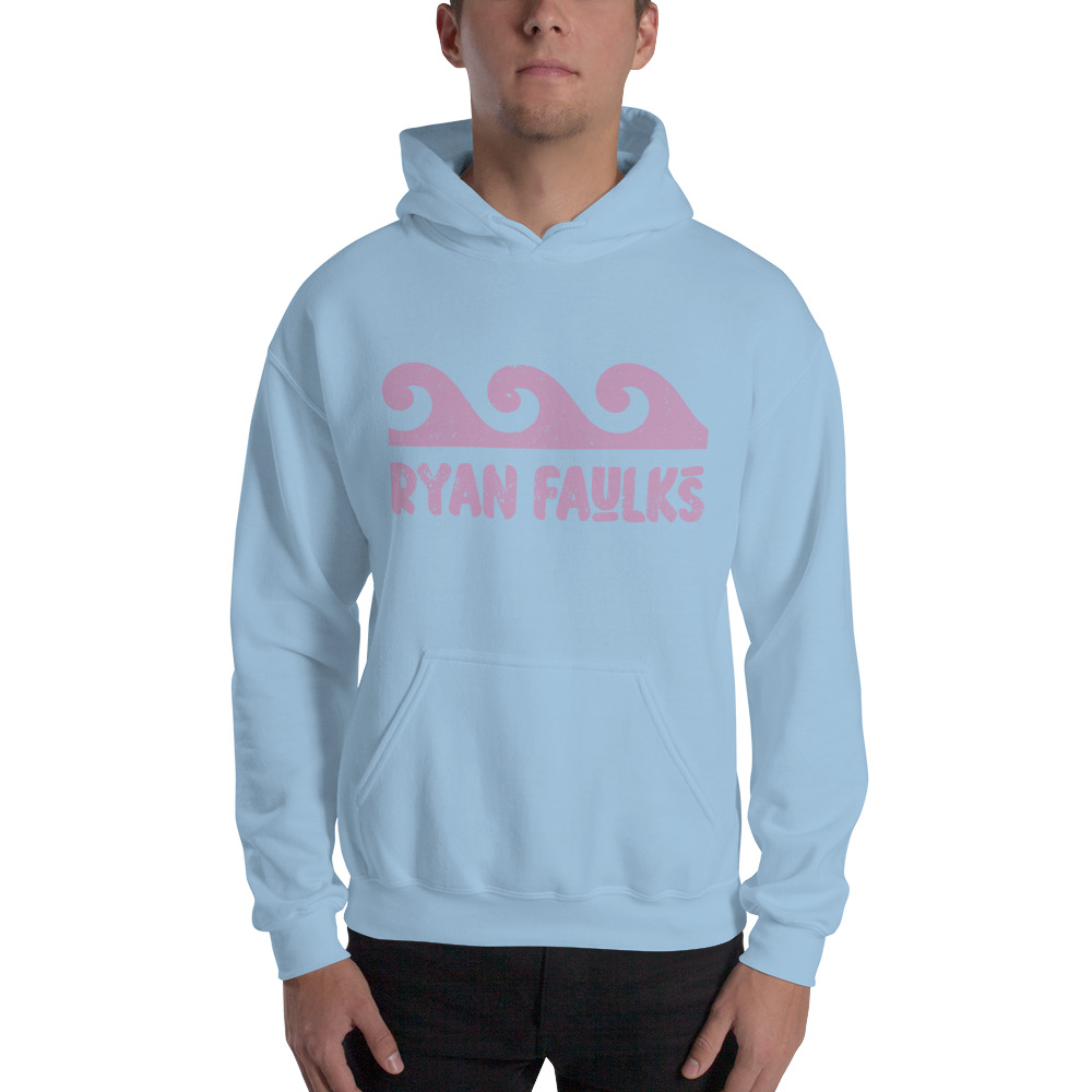 "Curl Clothing Wave" by Ryan Faulks Hoodie, Dark Pink Logo