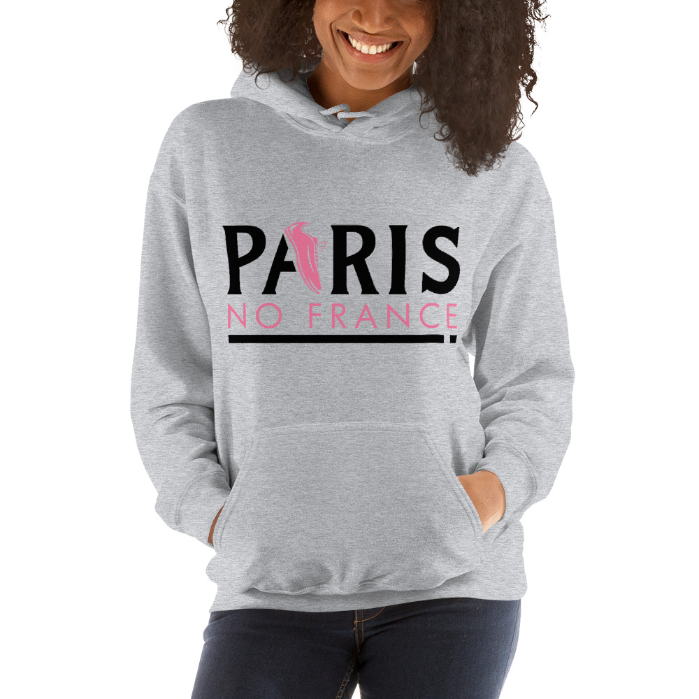 "No France" by Paris Baker Hoodie, Black Logo