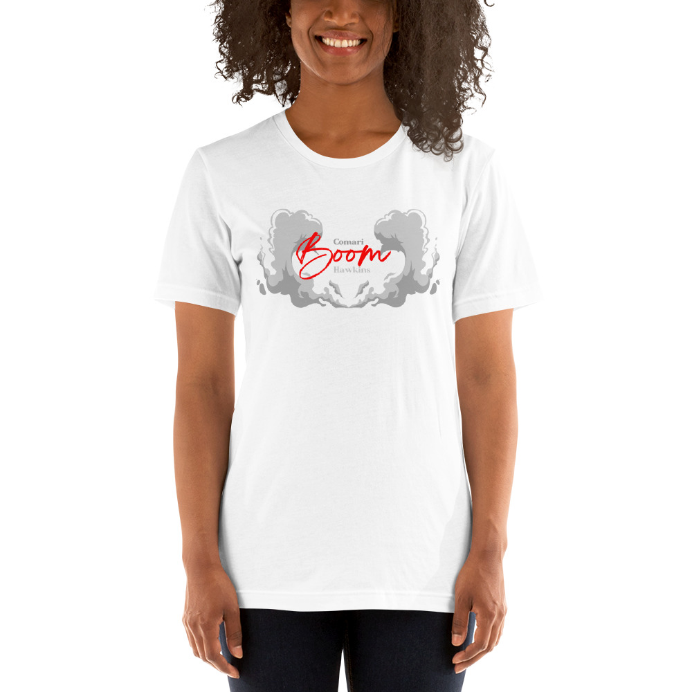 "Boom" by Comari Hawkins Shirt, Red Logo