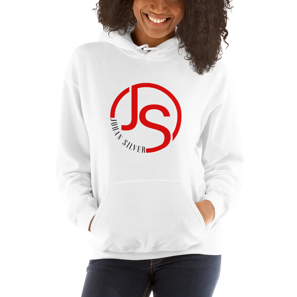 "JS" by Johan Silver Hoodie, Dark Logo