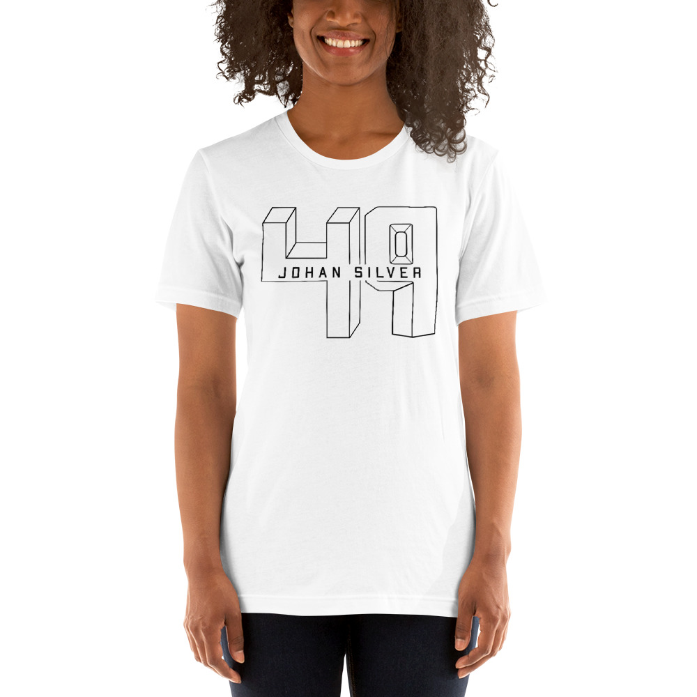 "49JS" by Johan Silver Shirt, Dark Logo