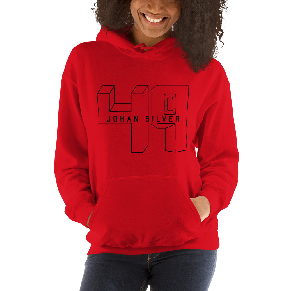 "49JS" by Johan Silver Hoodie, Dark Logo