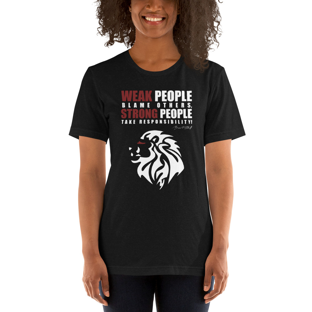 WEAK and STRONG by Brian Mitchell Tee, White Logo