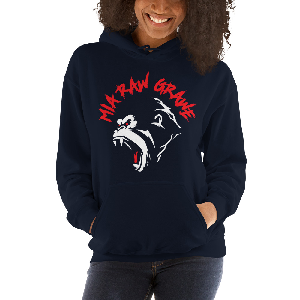 Mia Raw Grawe Hoodie, Red Logo