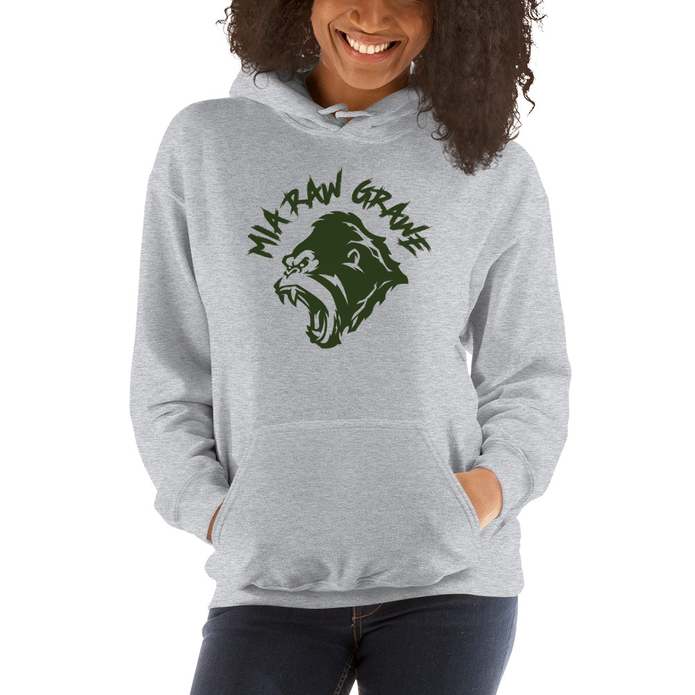 Mia Raw Grawe Hoodie, Green Logo