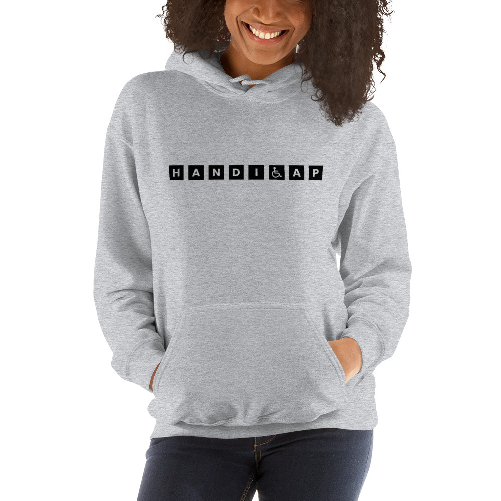 "HANDICAP" by Timothy Ruffino Hoodie, Black Logo