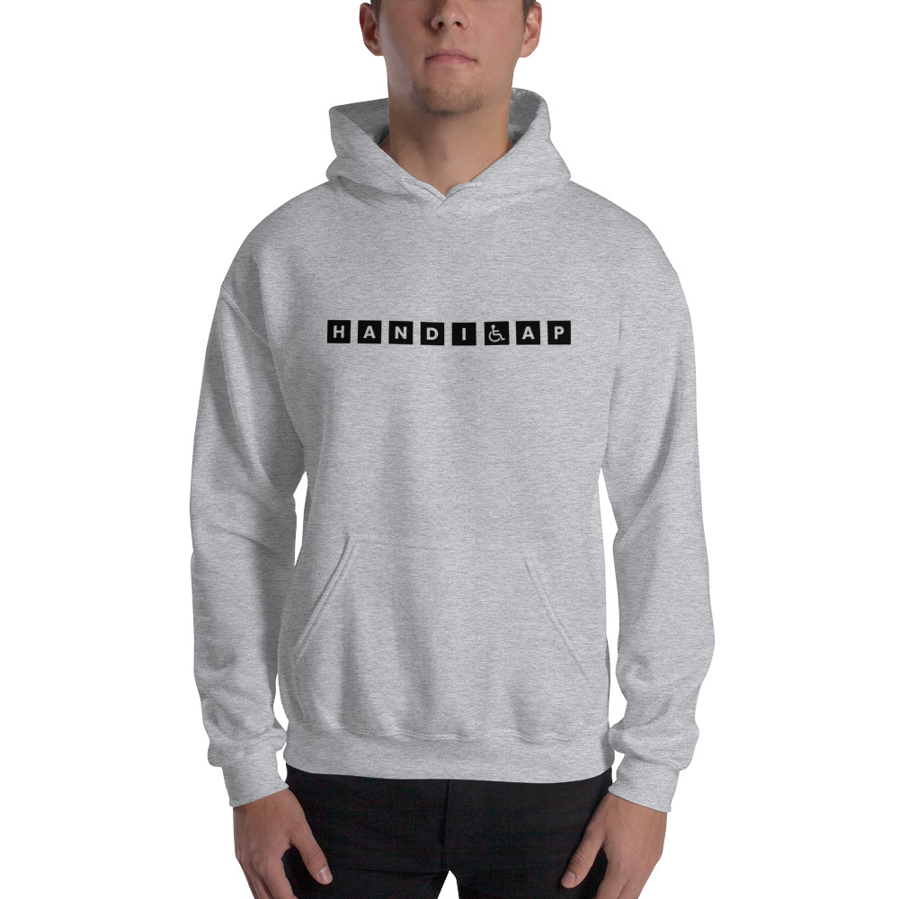 "HANDICAP" by Timothy Ruffino Hoodie, Black Logo