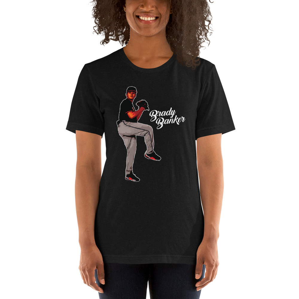 "Pitching" by Brady Banker Shirt, White Logo