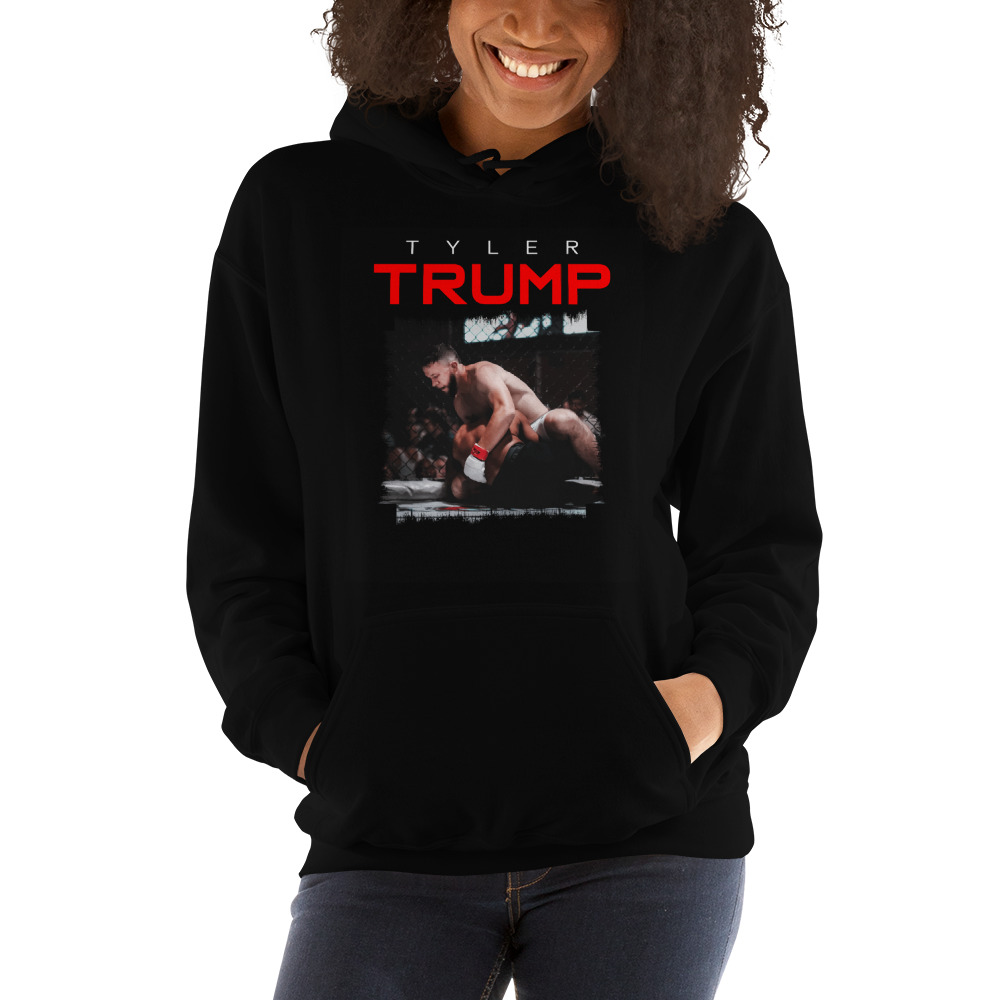 "Ground N’ Pound" by Tyler Trump Hoodie, White Logo