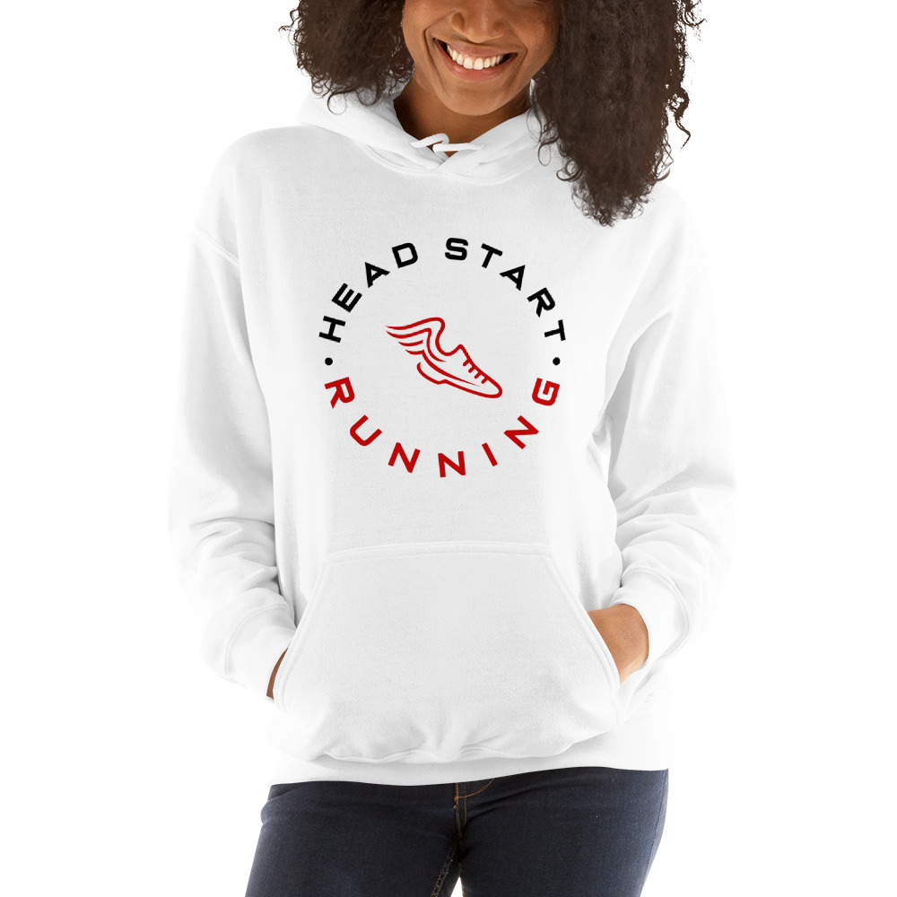 "Head Start Running" by Anthony Petrillo Hoodie, Black Logo