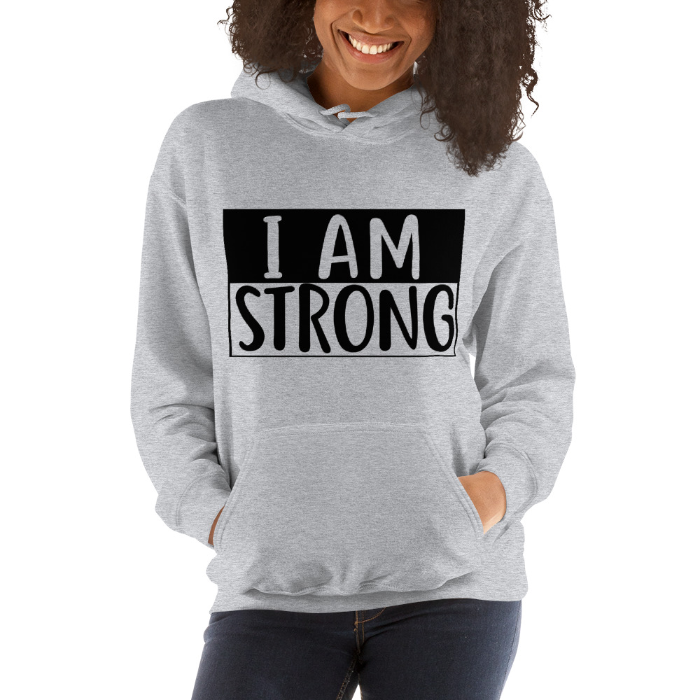 "I Am Strong" by Deanay Watson Hoodie, Black Logo