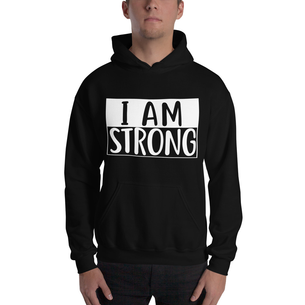 "I Am Strong" by Deanay Watson Hoodie, White Logo